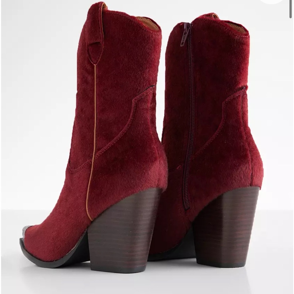 Oasis Society Red Western Ankle Boots Metal Toe Cap Size 9 - Picture 3 of 8